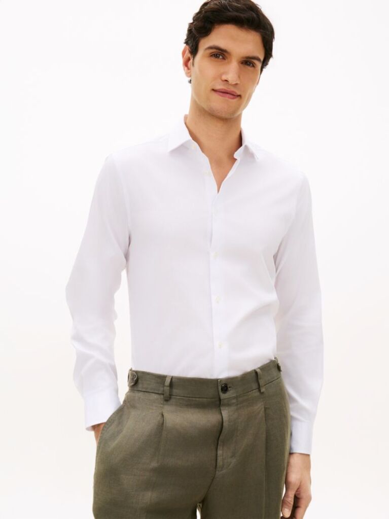 White Smart Casual TH Flex Slim Fit Shirt  Men