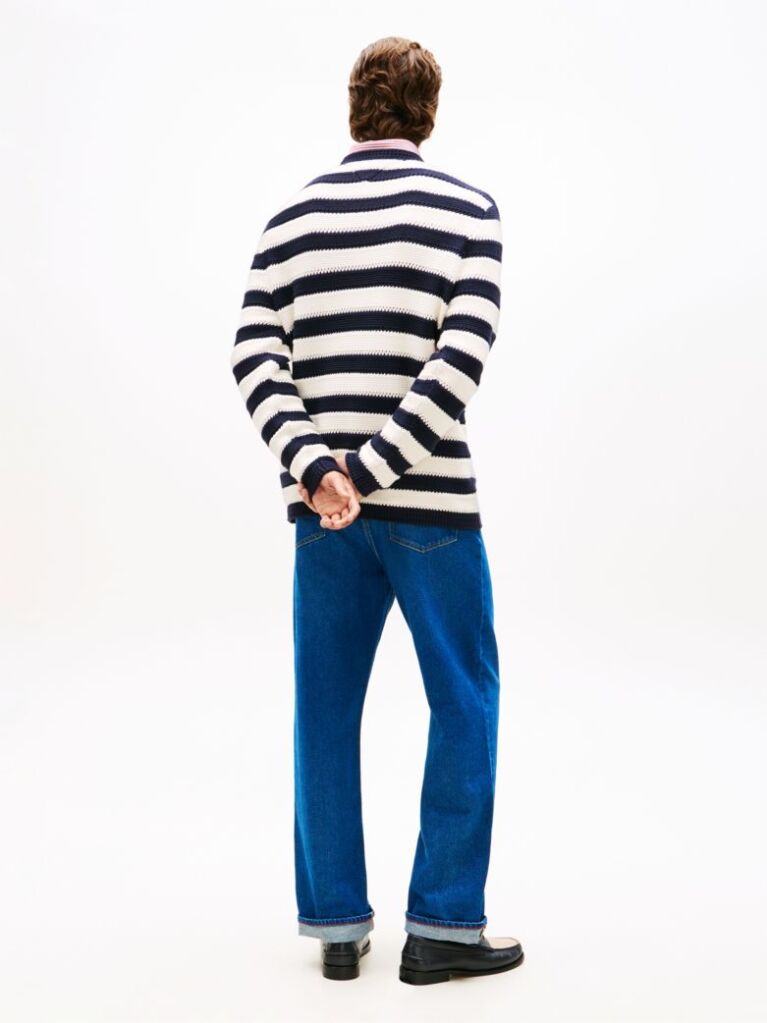 Multi Crochet Stripe Relaxed Jumper  Men