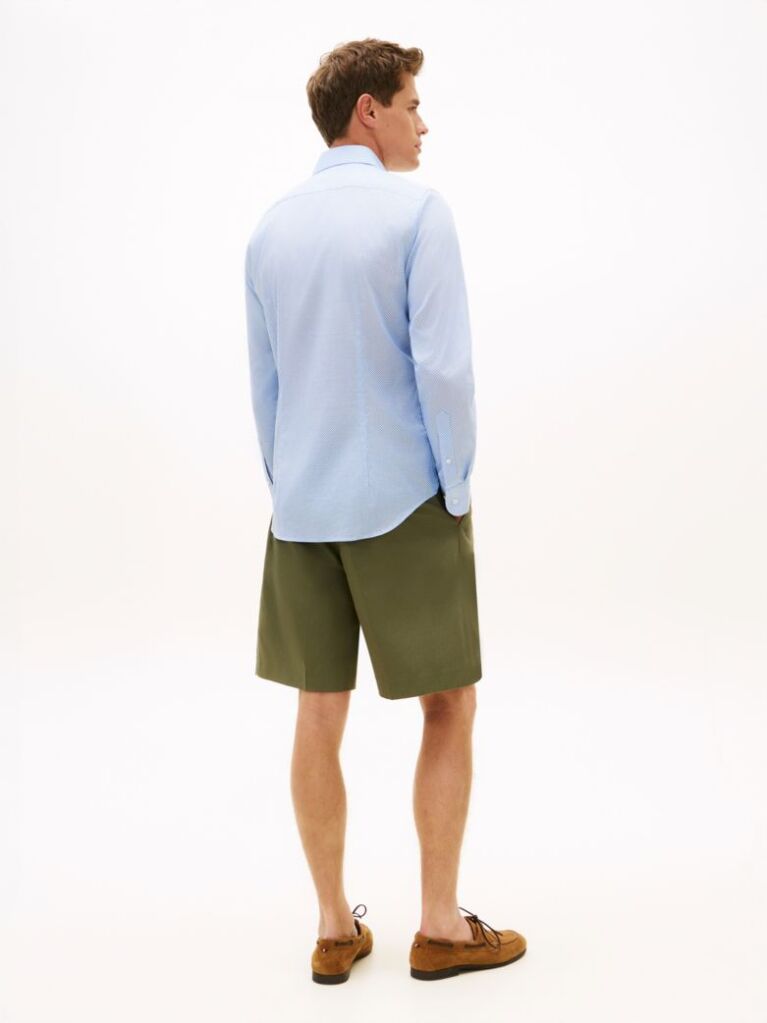 Blue Slim Fit Micro Print Short  Men