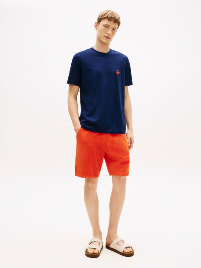 Blue Logo Embroidery Jersey T-Shirt  Men