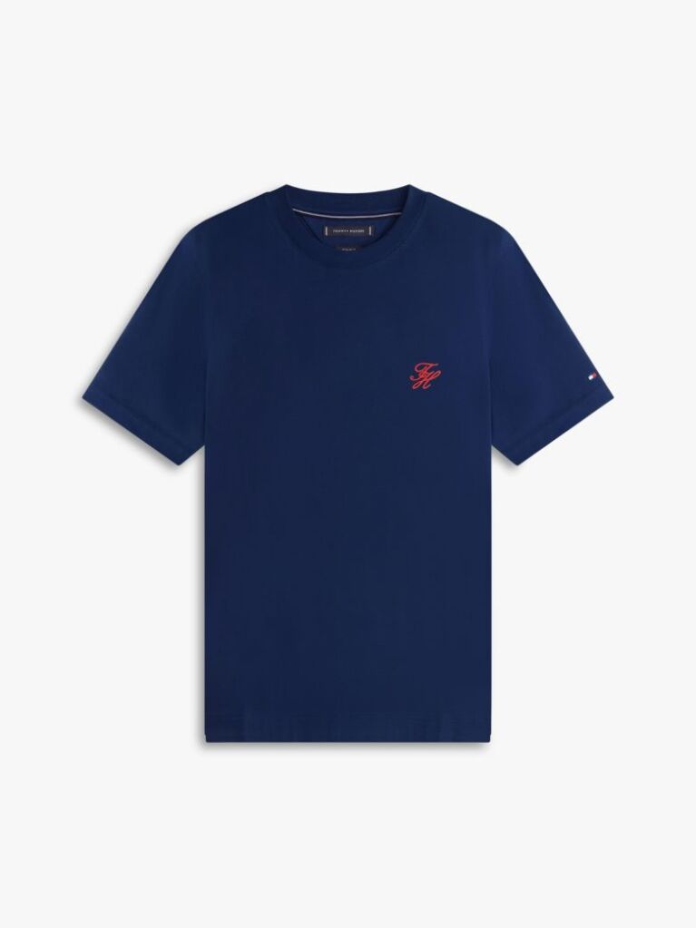 Blue Logo Embroidery Jersey T-Shirt  Men