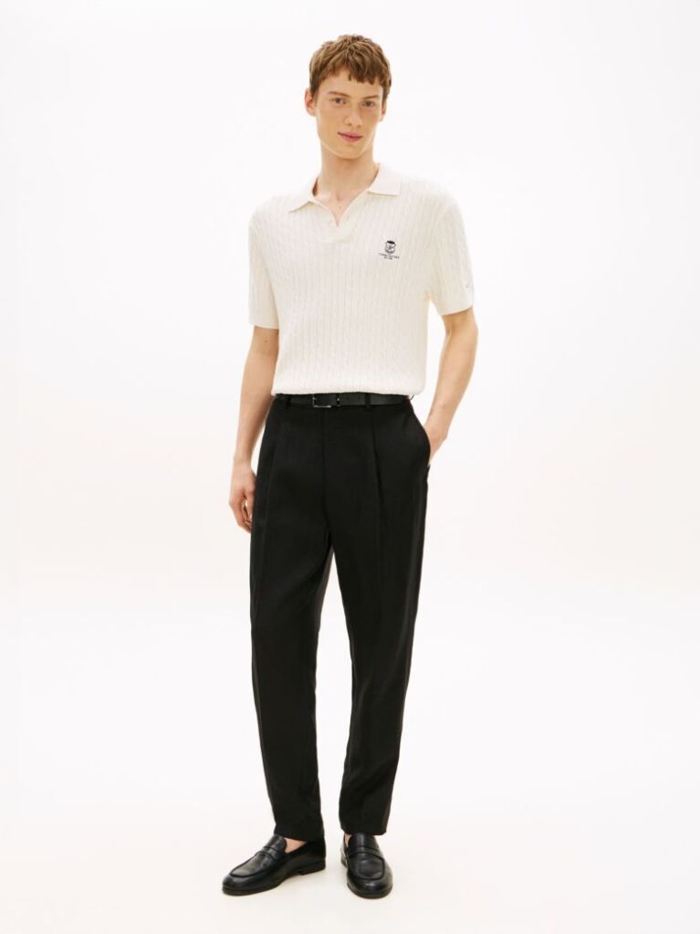 Μαύρο Smart Casual Λινό Παντελόνι Σε Tapered Γραμμή  Άνδρες