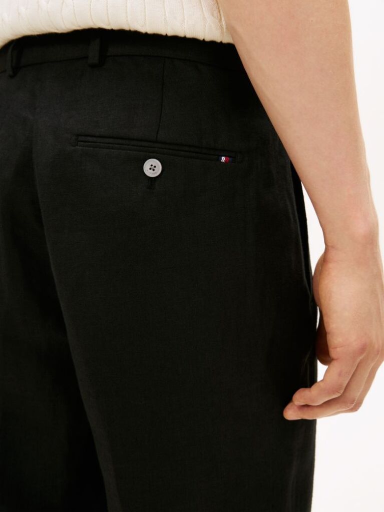 Μαύρο Smart Casual Λινό Παντελόνι Σε Tapered Γραμμή  Άνδρες