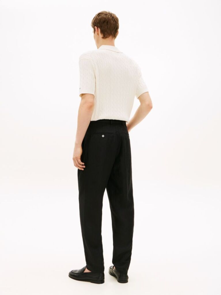 Μαύρο Smart Casual Λινό Παντελόνι Σε Tapered Γραμμή  Άνδρες