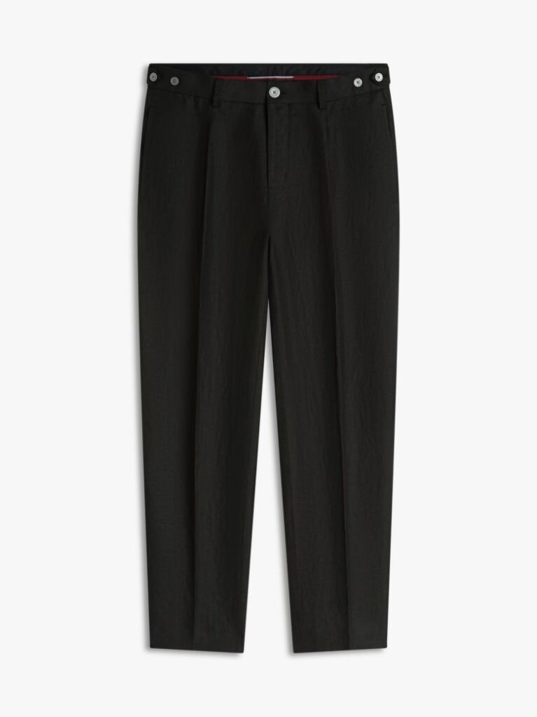 Μαύρο Smart Casual Λινό Παντελόνι Σε Tapered Γραμμή  Άνδρες