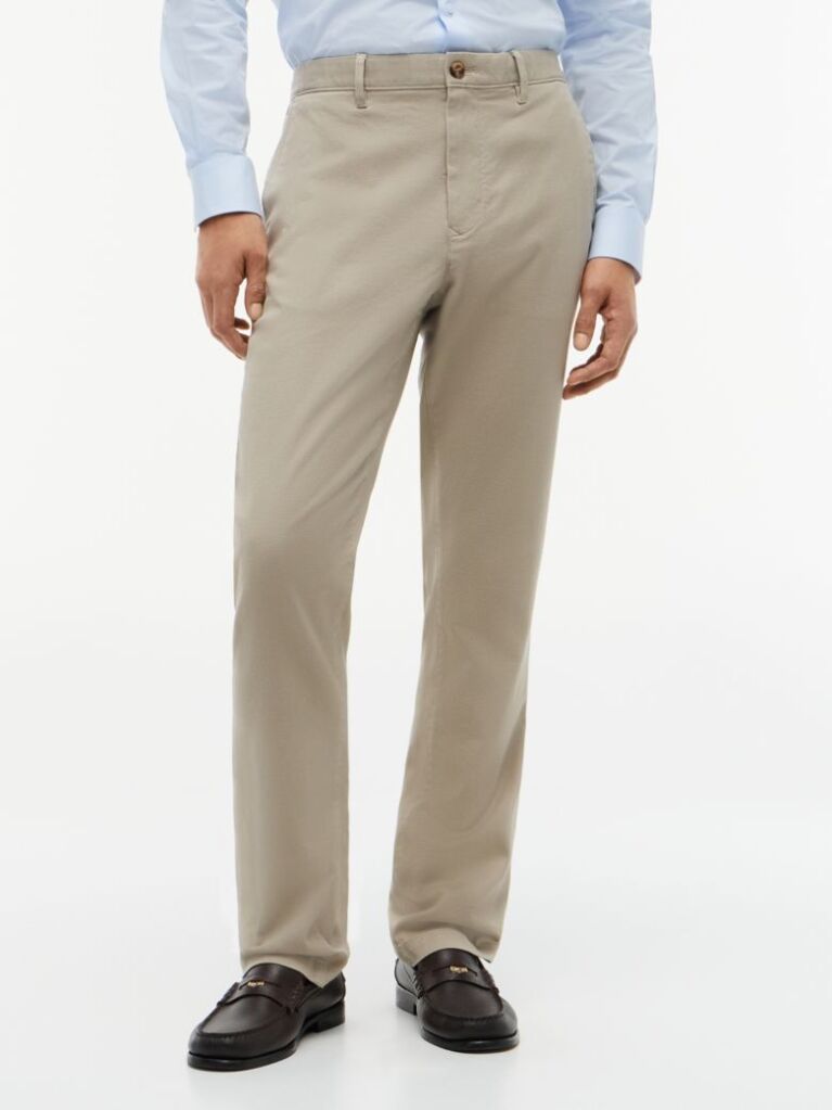 Beige Denton Straight Textured Chinos  Men