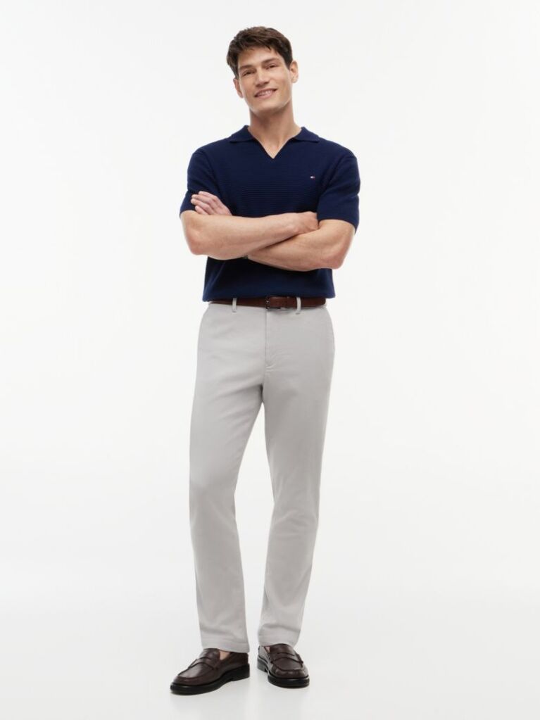 Grey Denton Straight Textured Chinos  Men