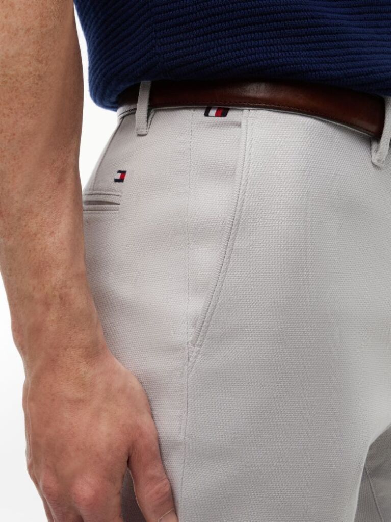 Grey Denton Straight Textured Chinos  Men