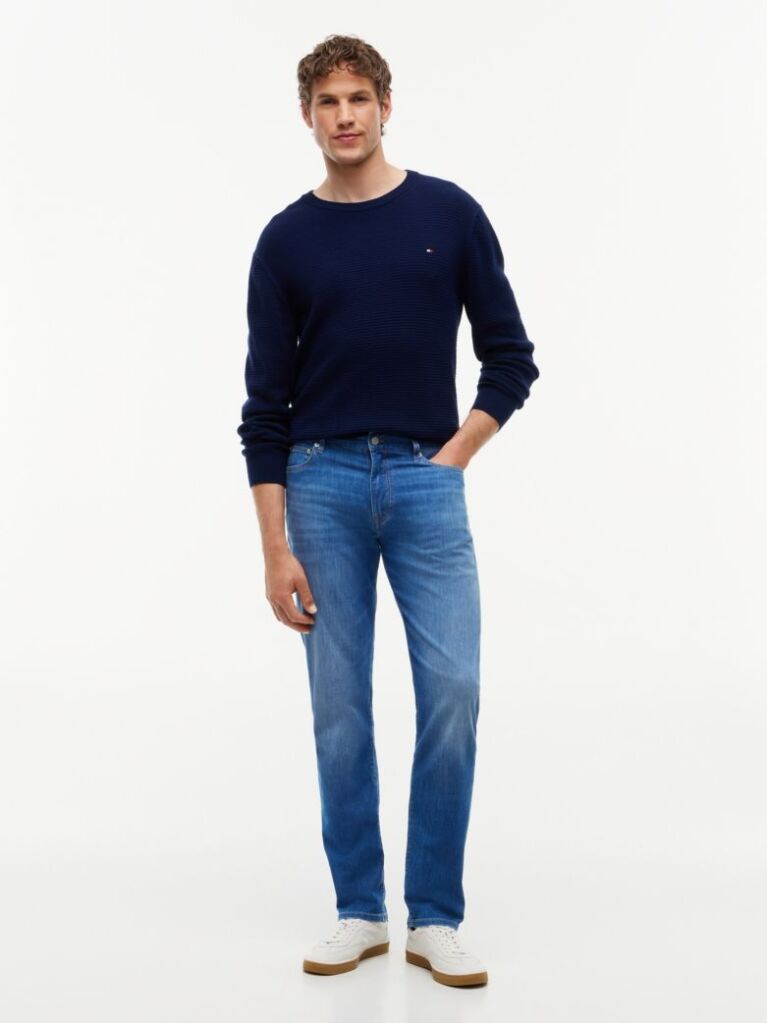 Blue Slim Straight Denton Pants  Men