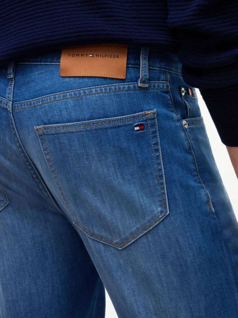 Blue Slim Straight Denton Pants  Men
