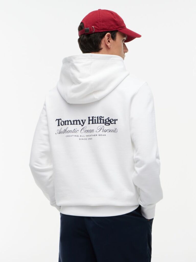 White Back Graphic Relaxed Terry Hoody  Men