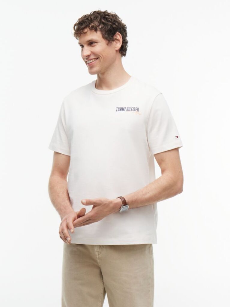 Beige Back Graphic Jersey T-Shirt  Men