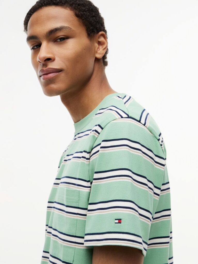 Multi Mixed Stripe Relaxed Jersey T-Shirt  Men