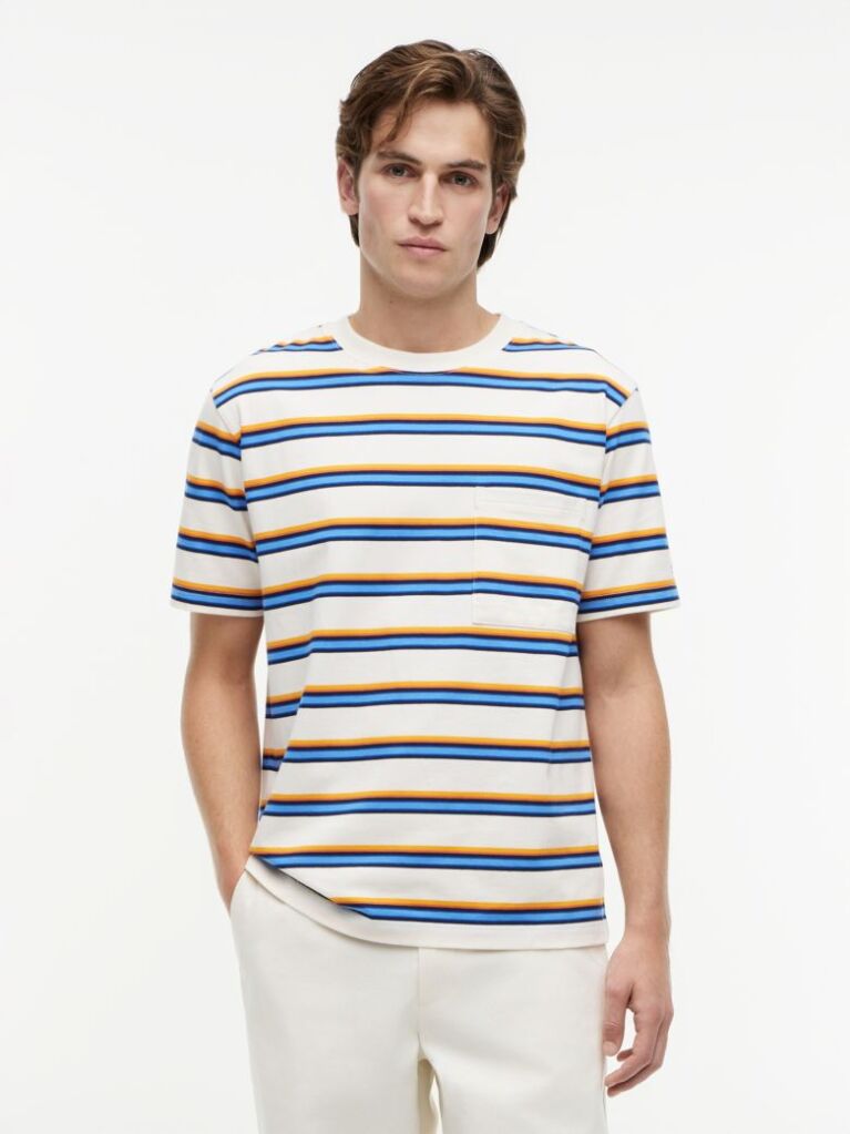 Multi Mixed Stripe Relaxed Jersey T-Shirt  Men