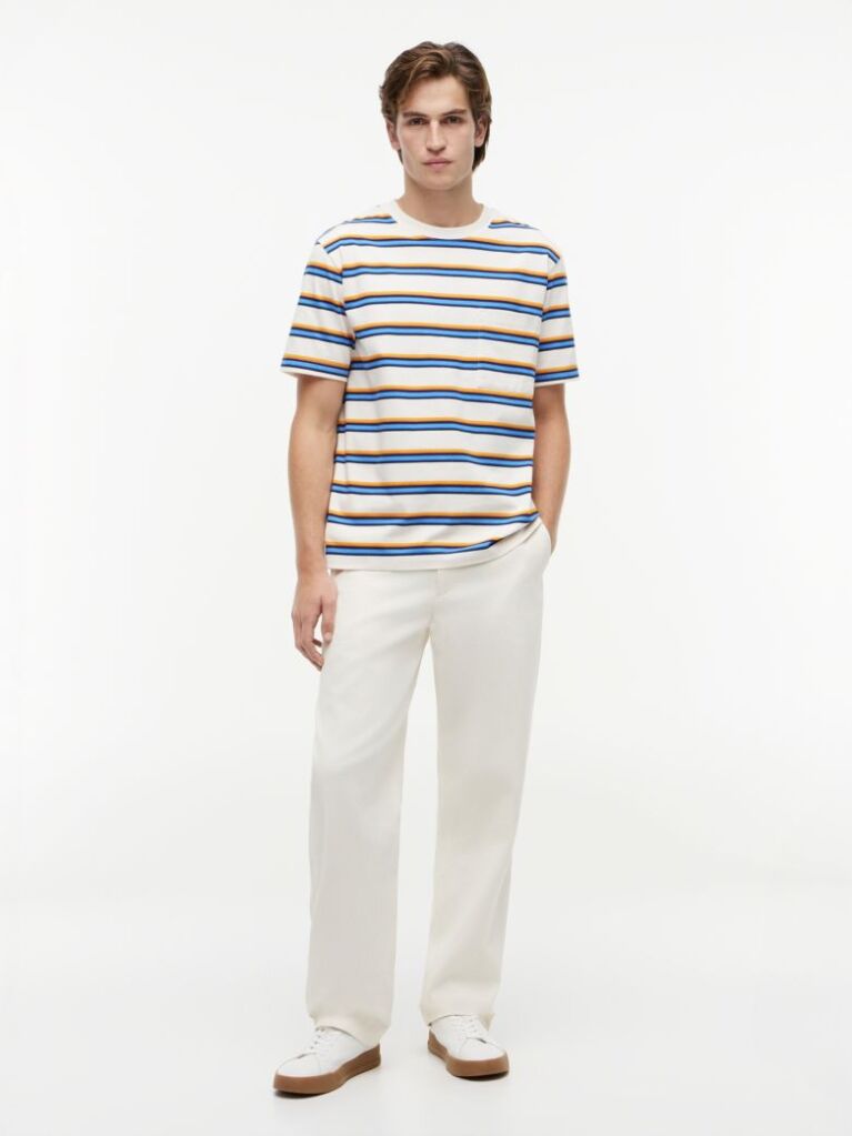 Multi Mixed Stripe Relaxed Jersey T-Shirt  Men