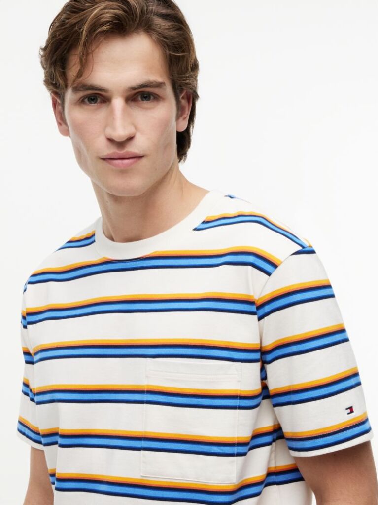 Multi Mixed Stripe Relaxed Jersey T-Shirt  Men