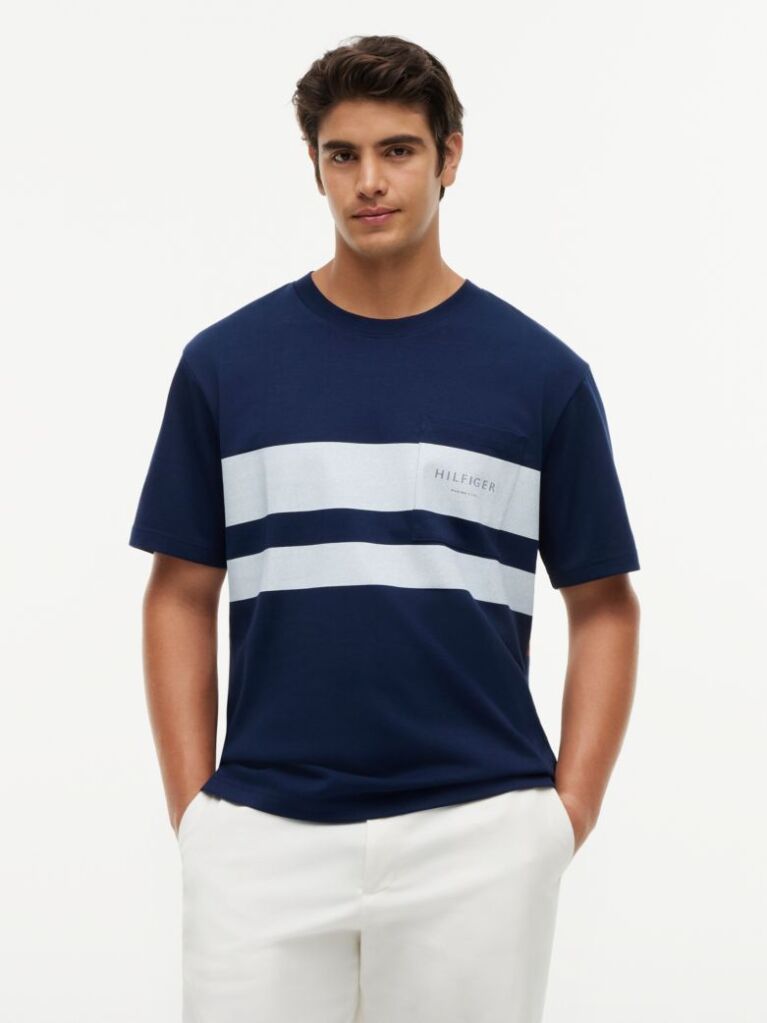 Blue Logo Colour-Blocked Relaxed T-Shirt  Men