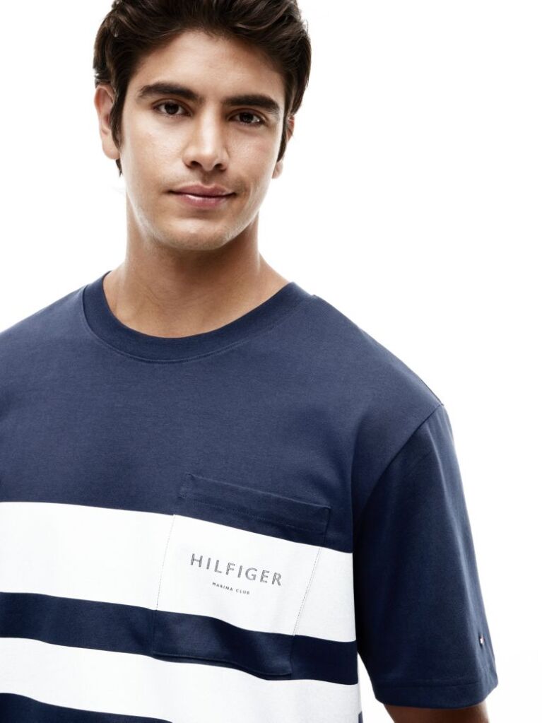 Blue Logo Colour-Blocked Relaxed T-Shirt  Men