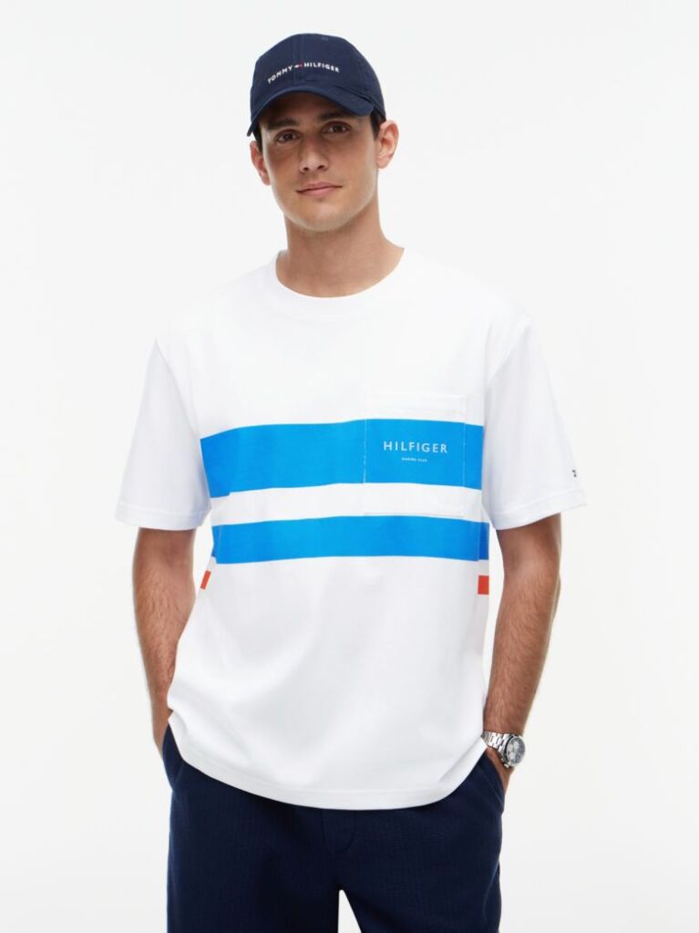 White Logo Colour-Blocked Relaxed T-Shirt  Men