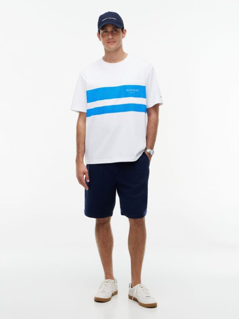 White Logo Colour-Blocked Relaxed T-Shirt  Men