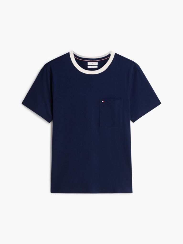 Μπλε T-Shirt Με Διάτρητο Γιακά  Άνδρες