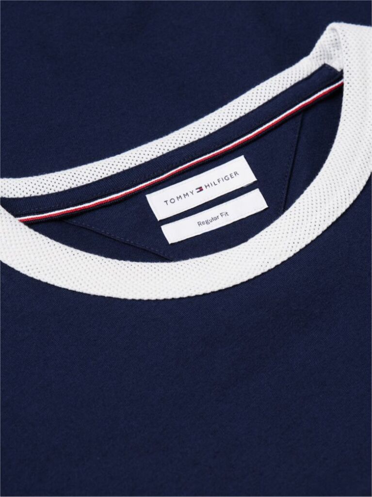 Μπλε T-Shirt Με Διάτρητο Γιακά  Άνδρες