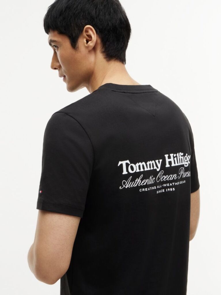 Μαύρο T-Shirt Με Κλασική Λαιμόκοψη Και Πίσω Σχέδιο  Άνδρες