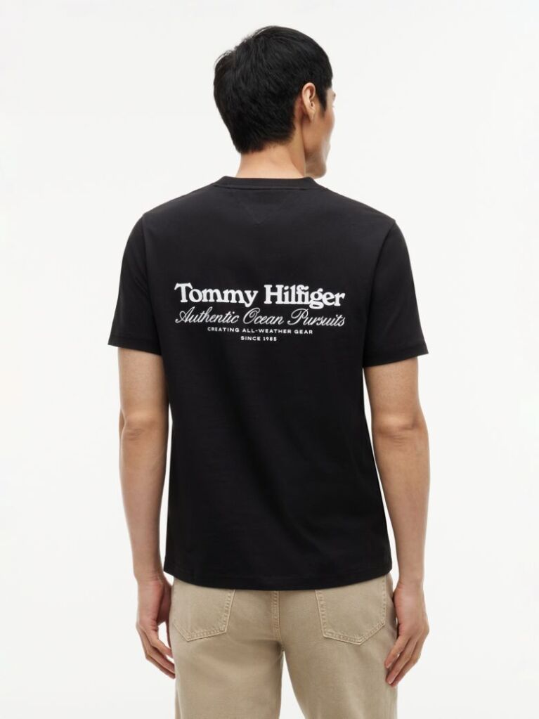 Μαύρο T-Shirt Με Κλασική Λαιμόκοψη Και Πίσω Σχέδιο  Άνδρες