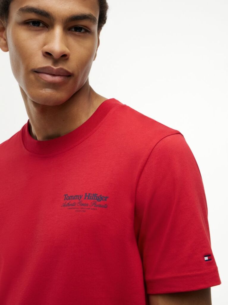 Red Back Graphic Jersey Crew Neck T-Shirt  Men
