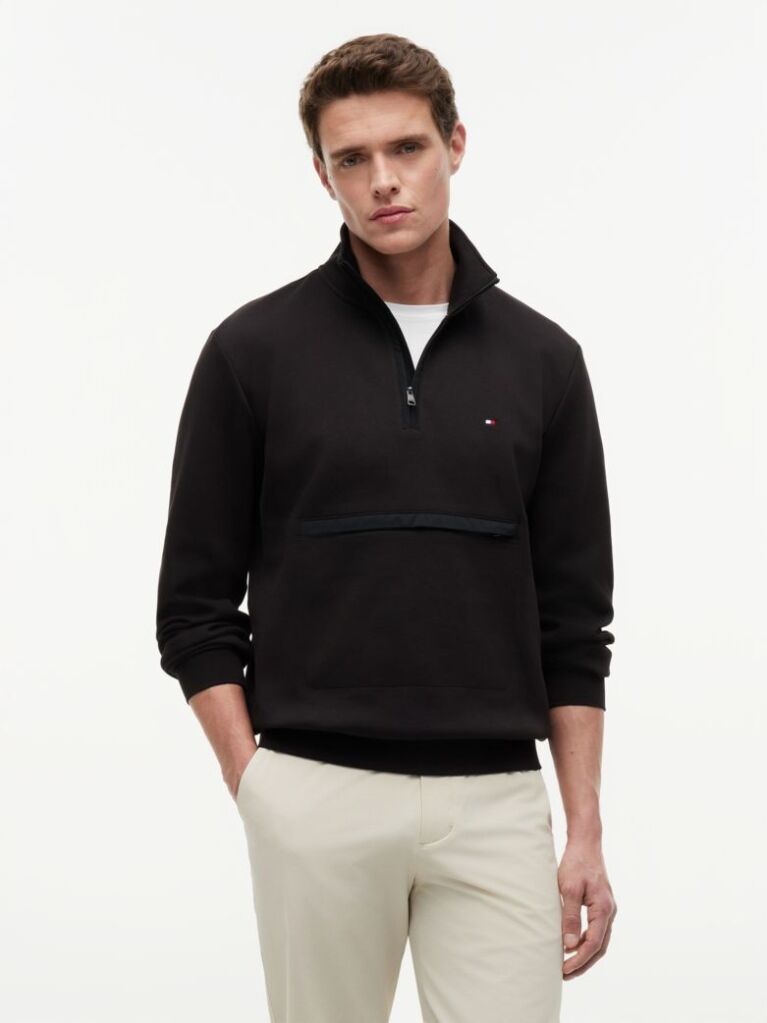 Black Intechno Knit Quarter-Zip Sweatshirt  Men