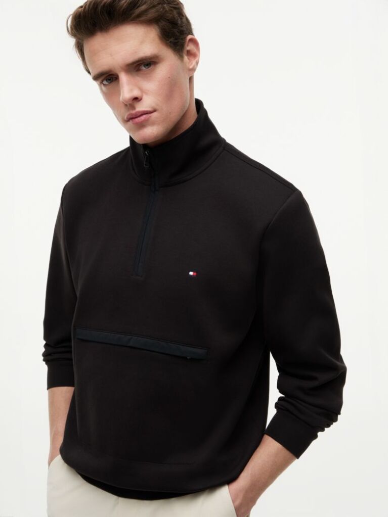 Black Intechno Knit Quarter-Zip Sweatshirt  Men