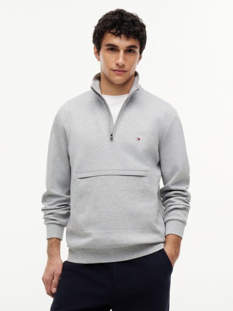 Grey Intechno Knit Quarter-Zip Sweatshirt  Men