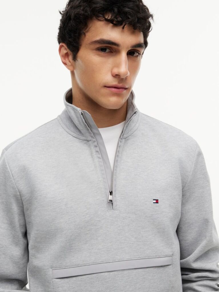 Grey Intechno Knit Quarter-Zip Sweatshirt  Men