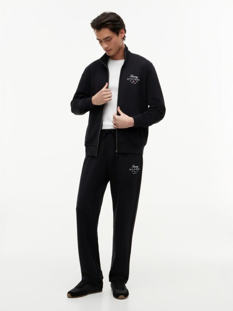 Black Logo Mock Neck Zip-Thru Sweatshirt  Men