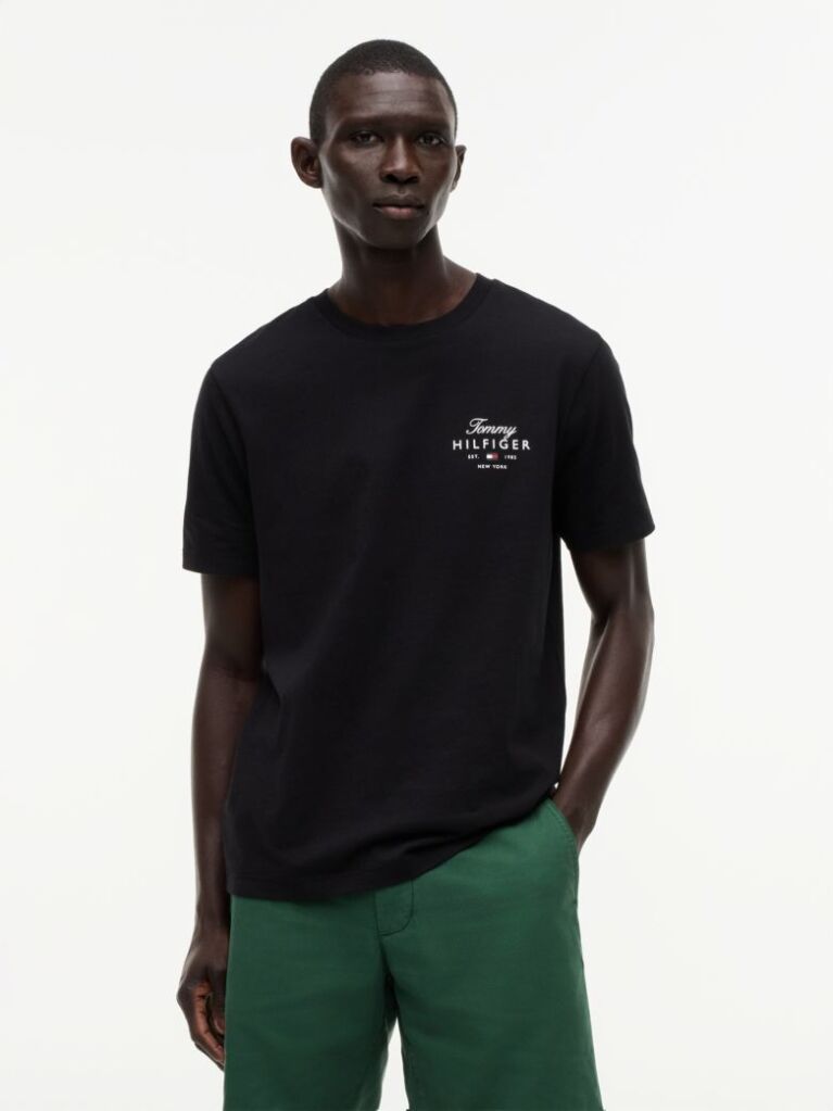 Black Logo Jersey Crew Neck T-Shirt  Men