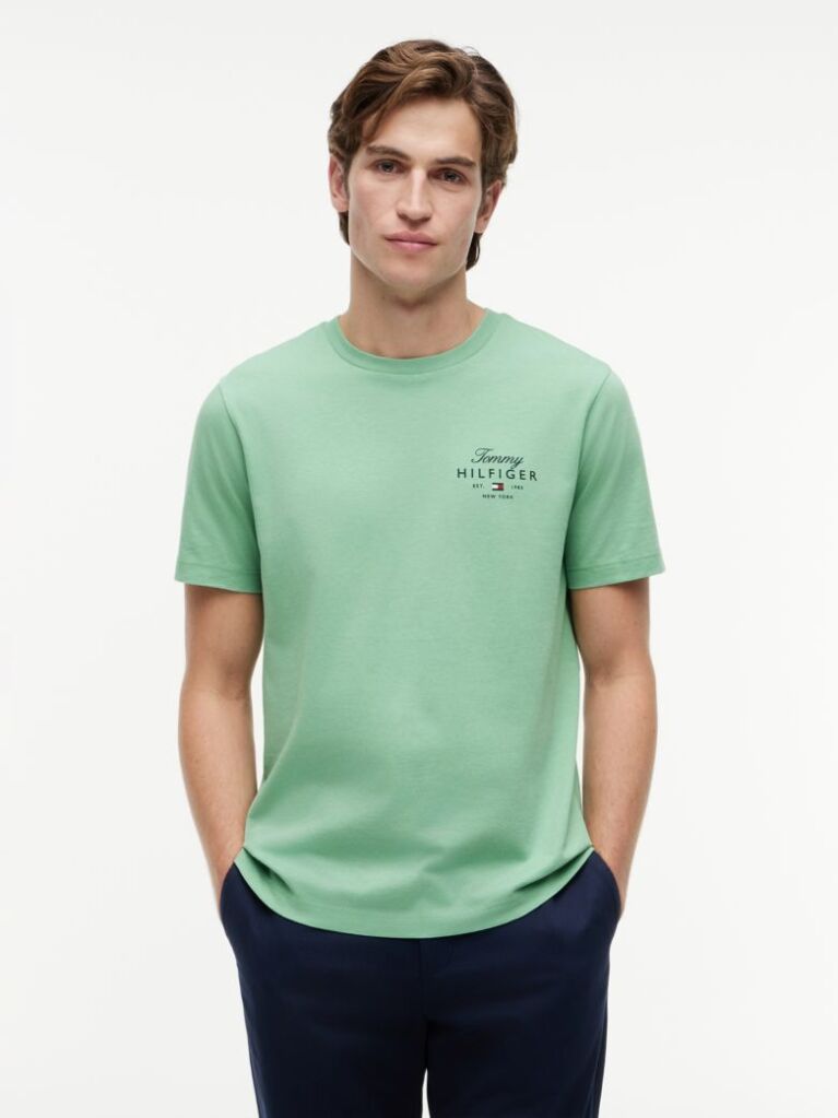 Πράσινο T-Shirt Με Κλασική Λαιμόκοψη Και Λογότυπο  Άνδρες