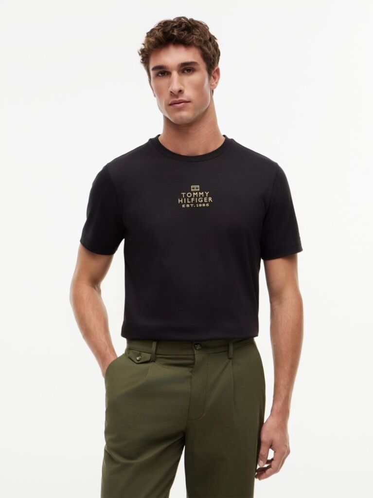 Μαύρο T-Shirt Με Κεντητό Tonal Λογότυπο  Άνδρες
