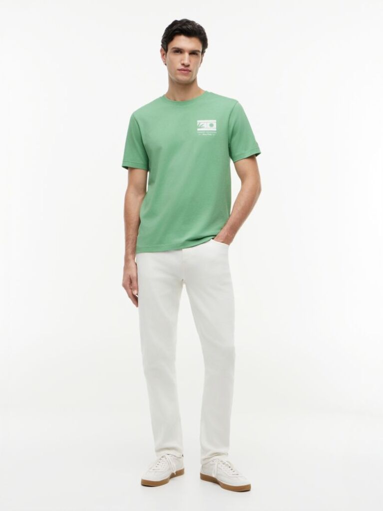 Green Logo Graphic Jersey Crew Neck T-Shirt  Men