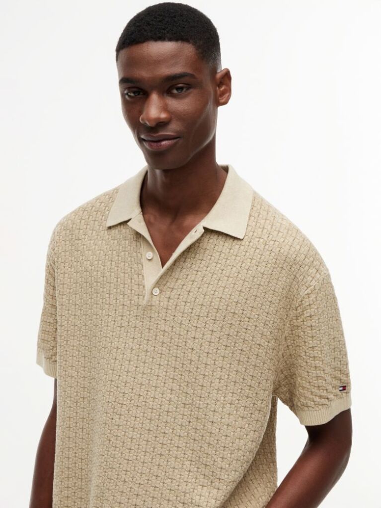 Beige Relaxed Fit Washed Structured Polo Shirt  Men