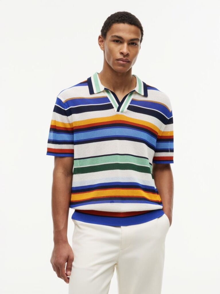 Multi Relaxed Fit Multicolour Stripe Polo Shirt  Men
