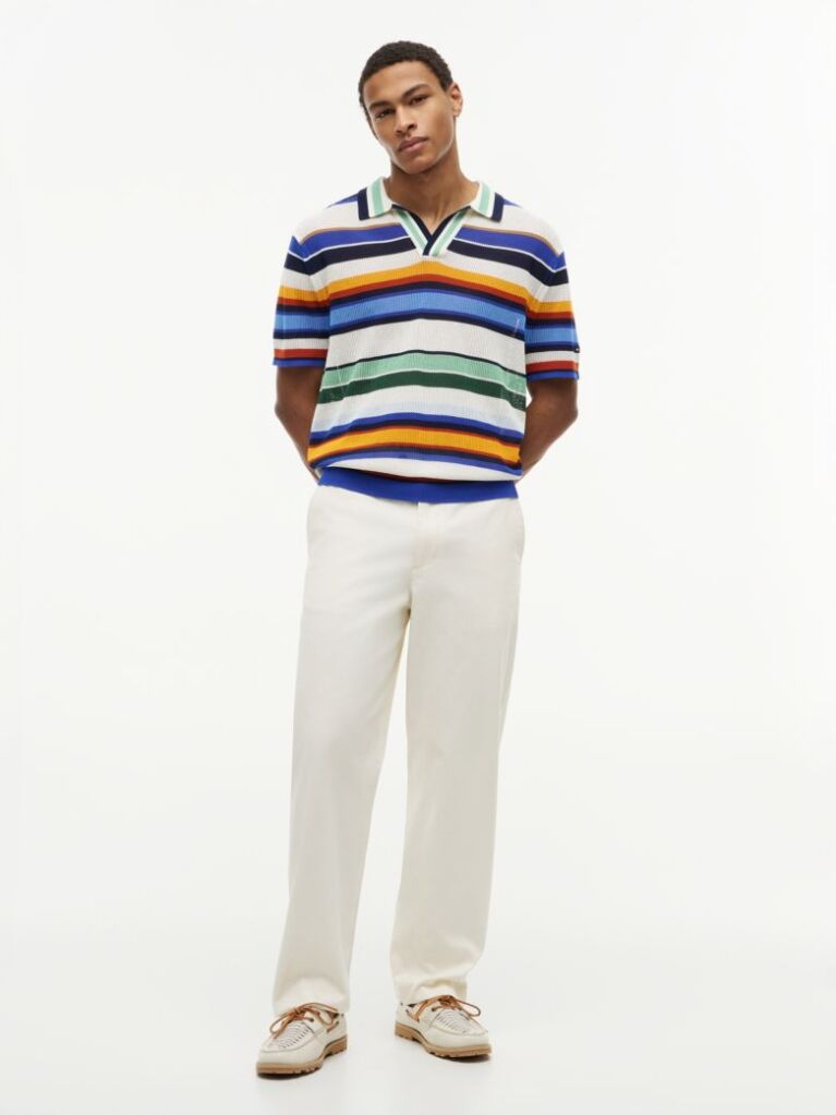 Multi Relaxed Fit Multicolour Stripe Polo Shirt  Men