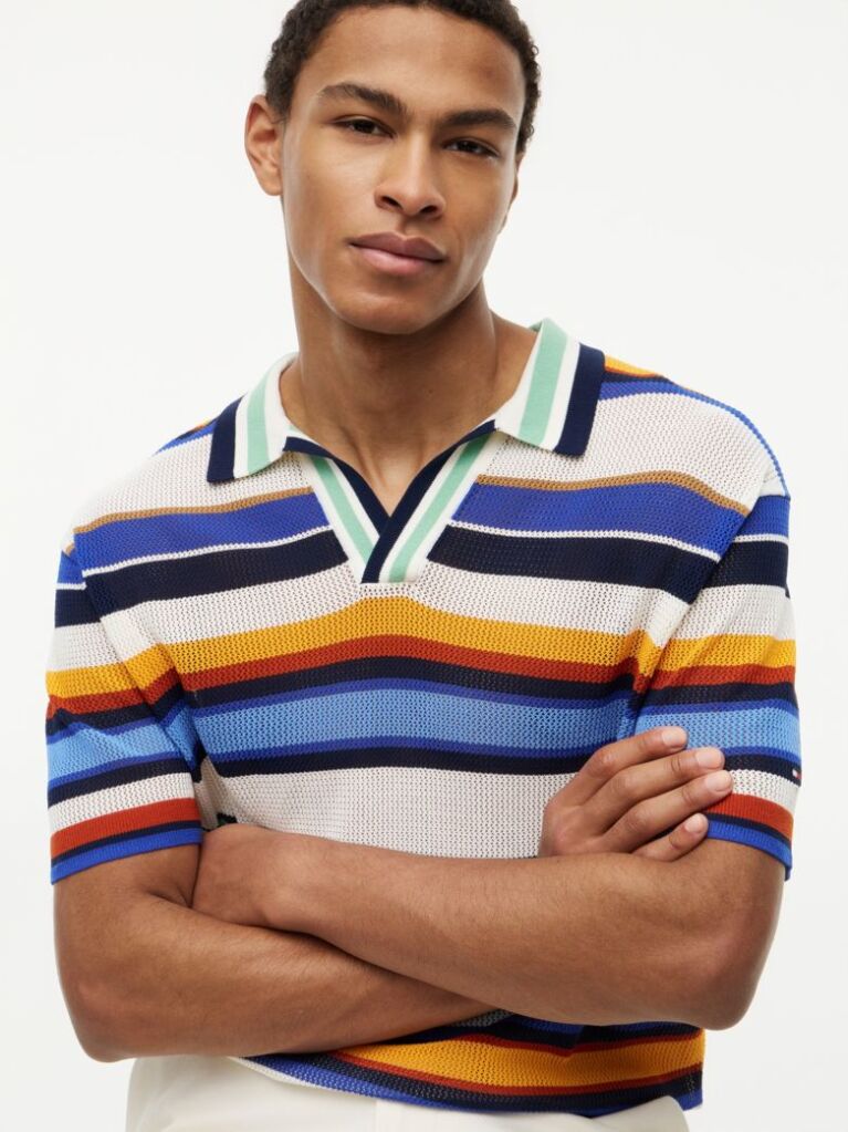 Multi Relaxed Fit Multicolour Stripe Polo Shirt  Men
