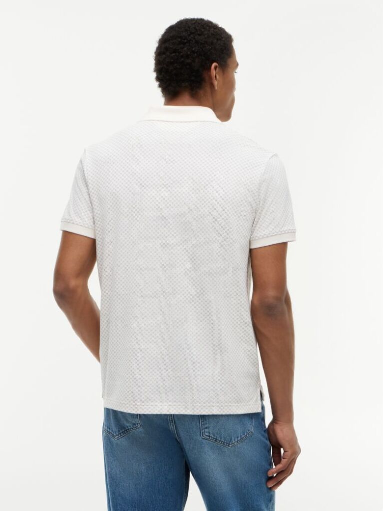 Beige Regular Fit Geometric Print Polo Shirt  Men