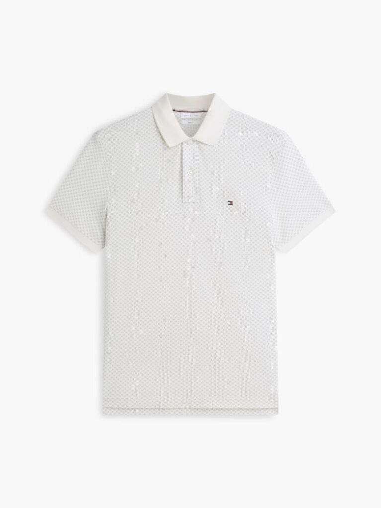 Beige Regular Fit Geometric Print Polo Shirt  Men