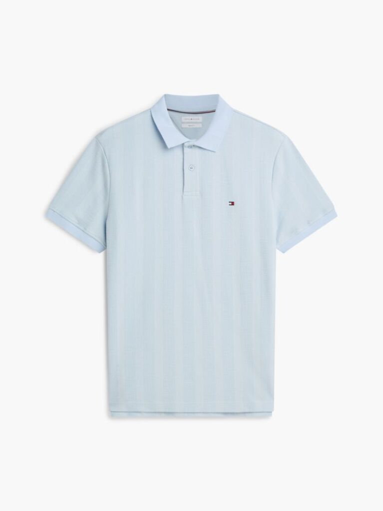 Blue Regular Fit Tonal Stripe Polo Shirt  Men