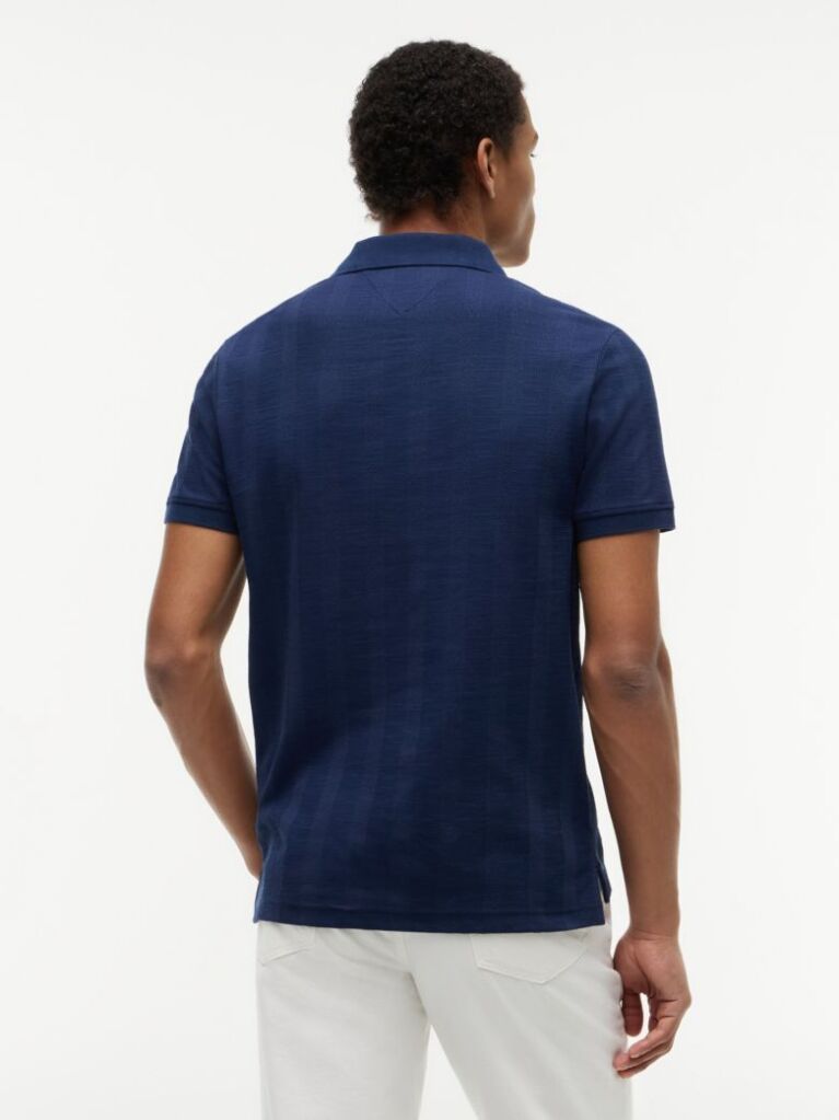 Blue Regular Fit Tonal Stripe Polo Shirt  Men
