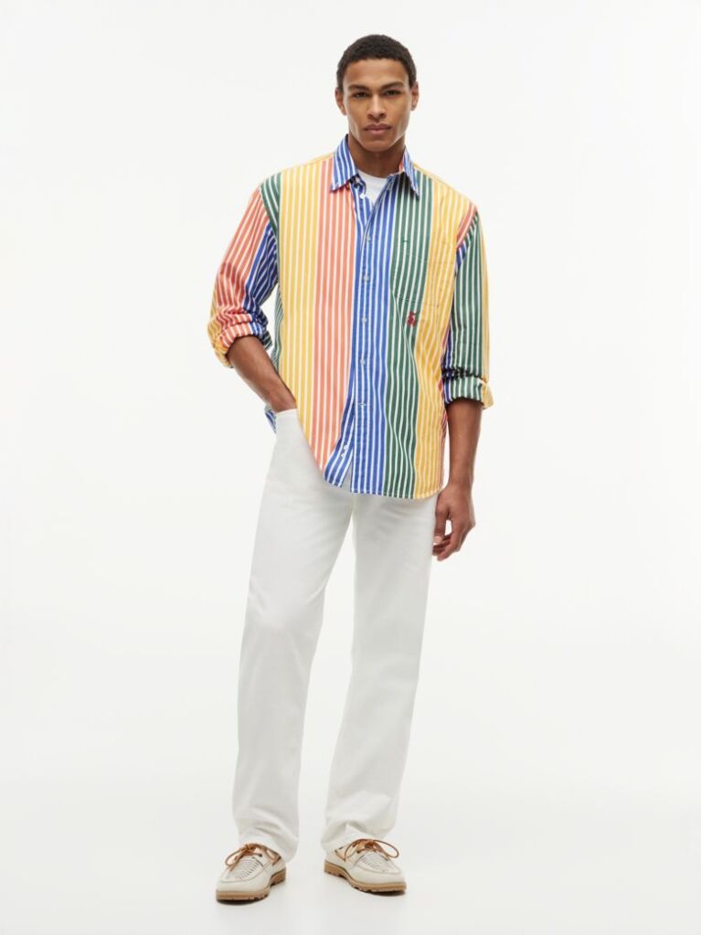 Multi Relaxed Fit Multicolour Stripe Poplin Shirt  Men