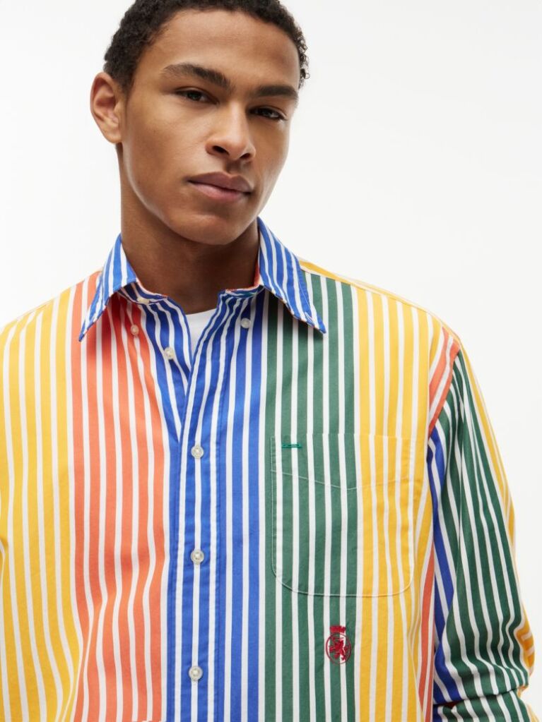 Multi Relaxed Fit Multicolour Stripe Poplin Shirt  Men