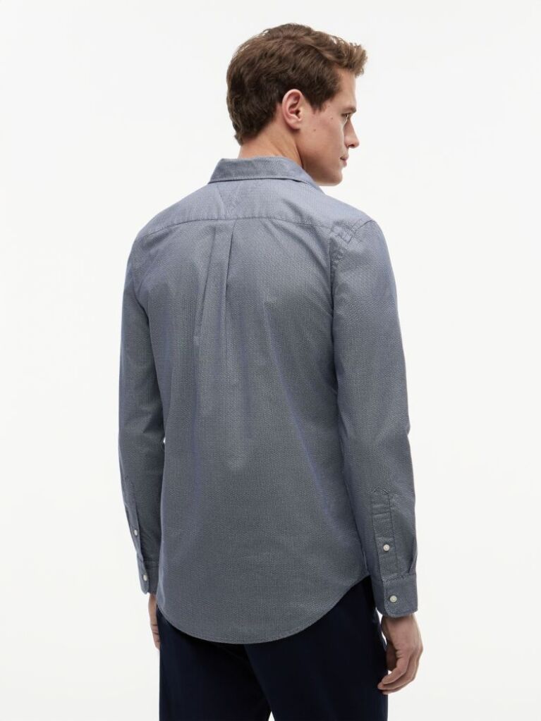 Blue Flex Poplin Small Print Shirt  Men