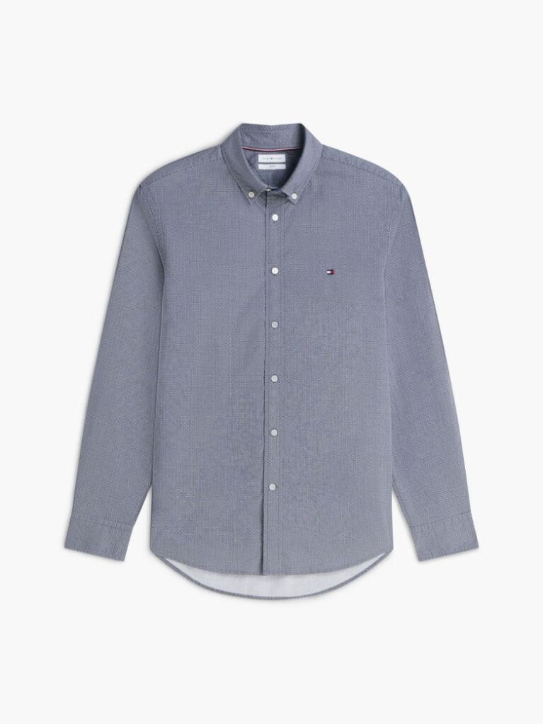 Blue Flex Poplin Small Print Shirt  Men